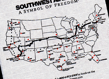 The route of the 1999 Cannonball Classic.